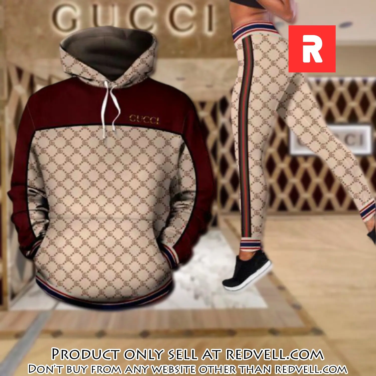 Gucci red hoodie legging set luxury for women rv4430562